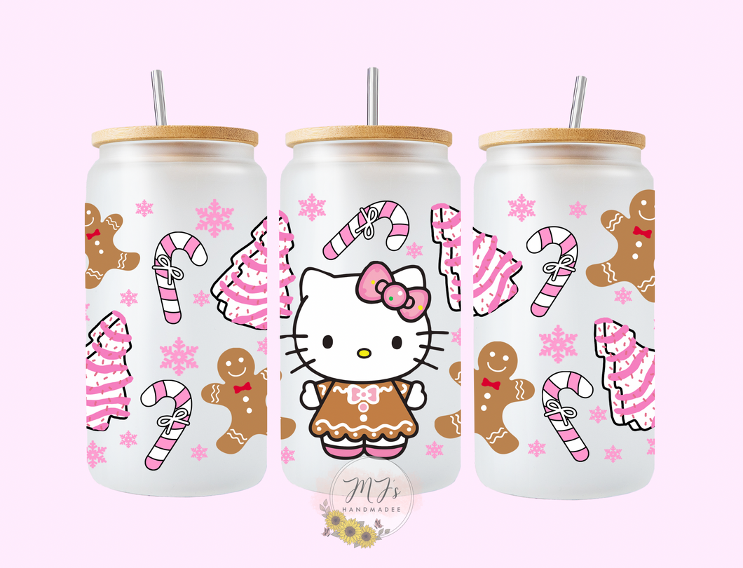 HK Gingerbread 16oz Glass Cup