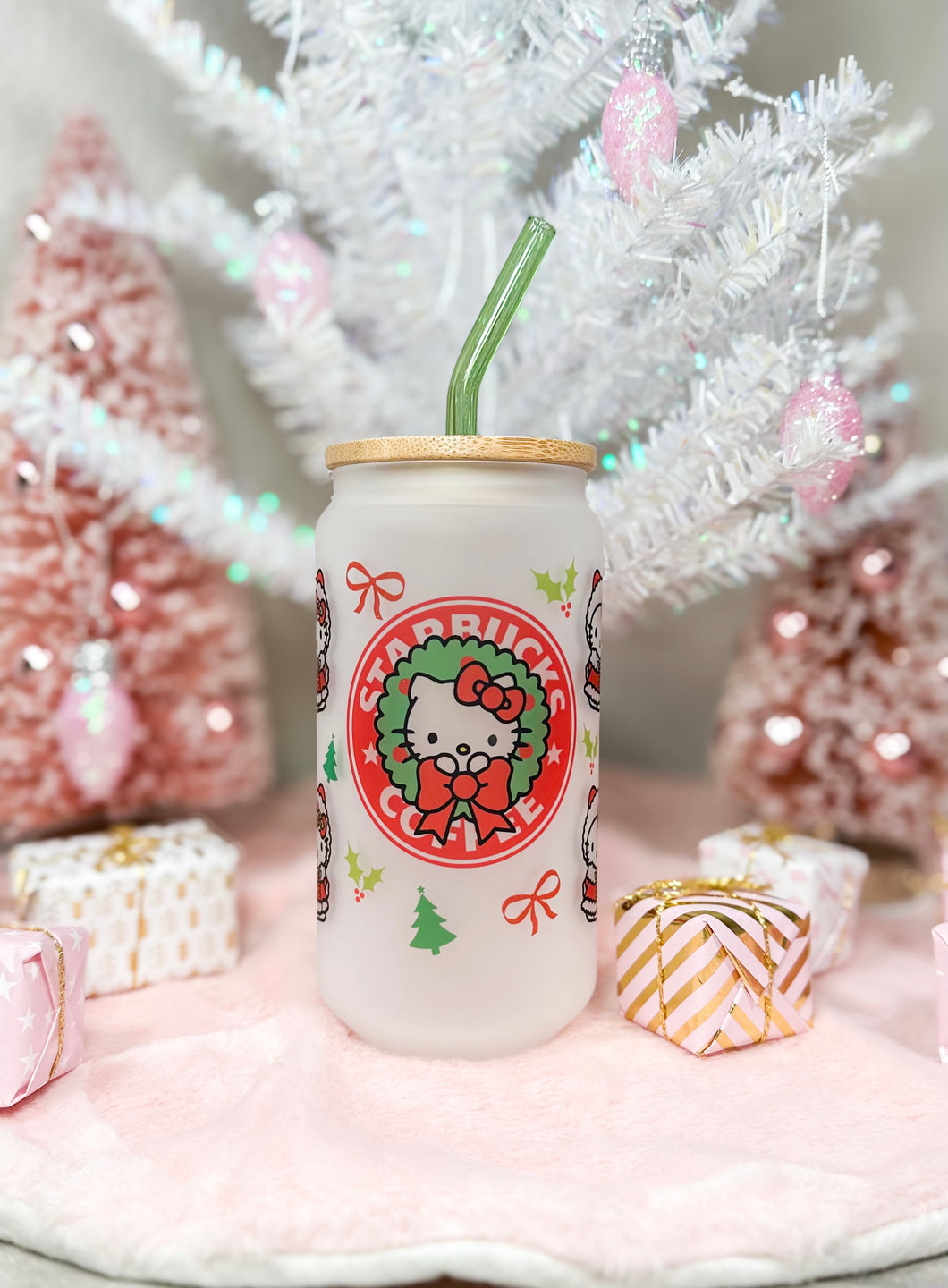 Christmas HK 16oz Glass Cup