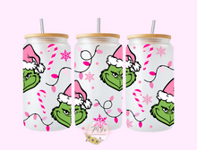 Load image into Gallery viewer, Pink Grinchmas 16oz Glass Cup
