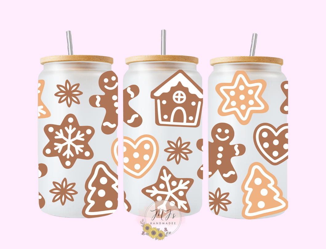 Gingerbread 16oz Glass Cup