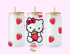 HK Strawberry 16oz Glass Cup