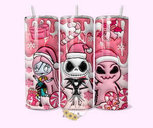Pink Jack, Sally, Oogie 3D 20oz Tumbler