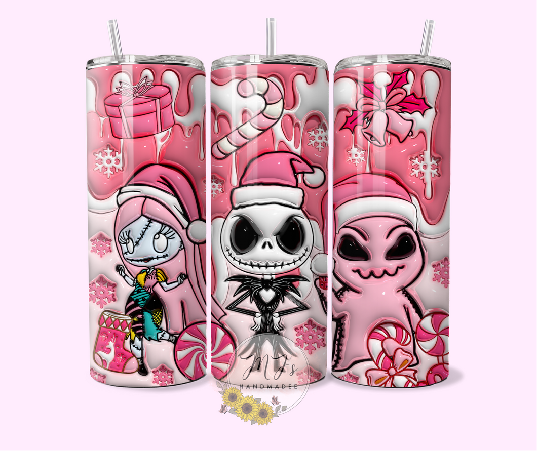 Pink Jack, Sally, Oogie 3D 20oz Tumbler