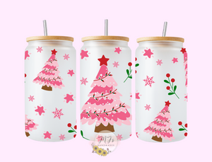 Pink Trees 16oz Glass Cup