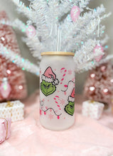 Load image into Gallery viewer, Pink Grinchmas 16oz Glass Cup
