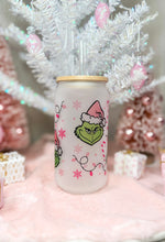 Load image into Gallery viewer, Pink Grinchmas 16oz Glass Cup
