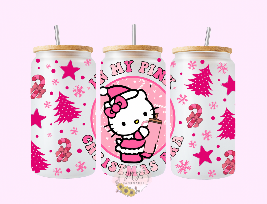 HK In My Pink Christmas Era 16oz Glass Cup