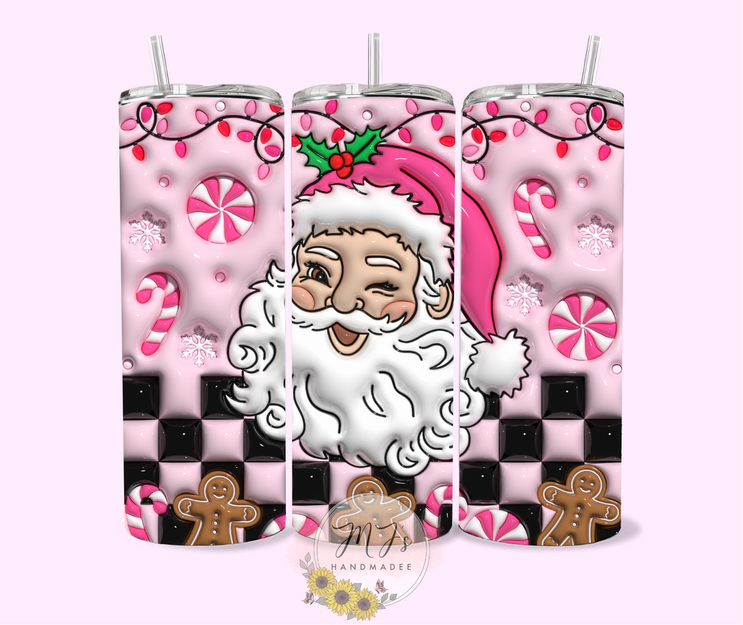 Pink Peppermint Santa 3D 20oz Tumbler