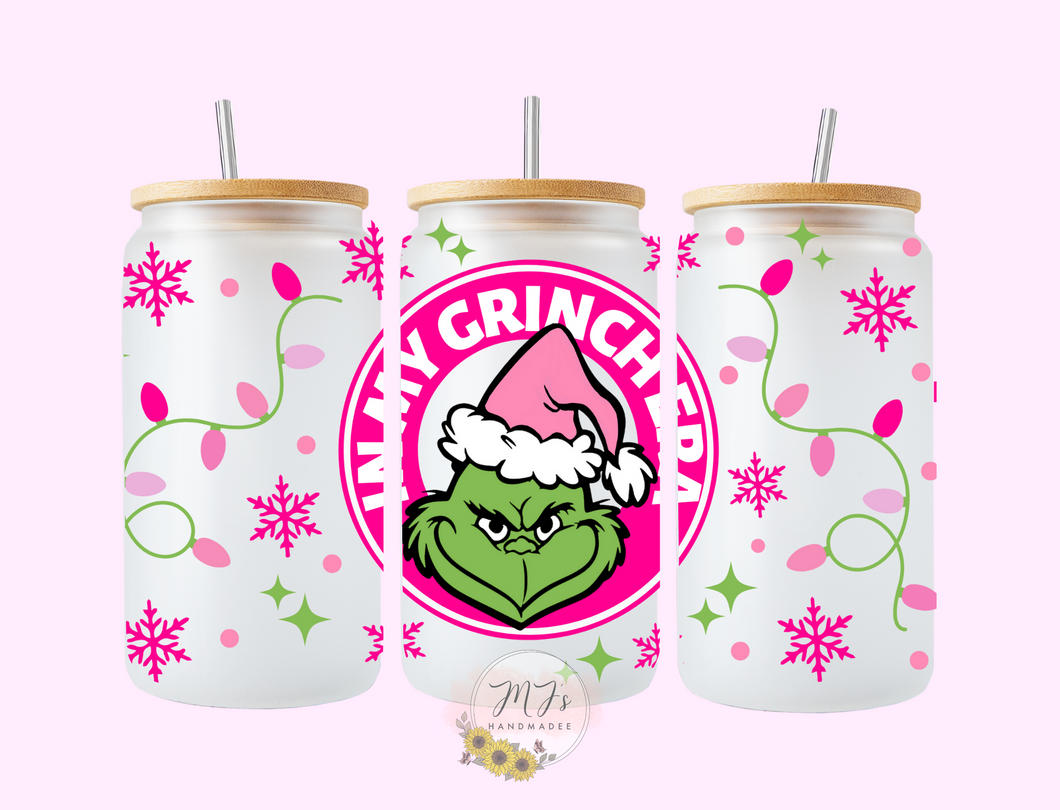 In My Grinch Era 16oz Glass Cup