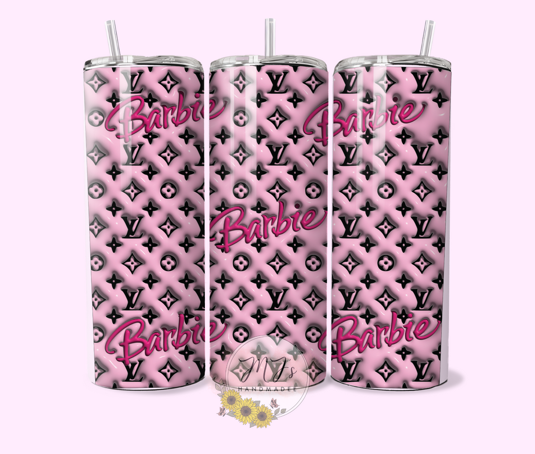 Barbie LV sublimation glass cup