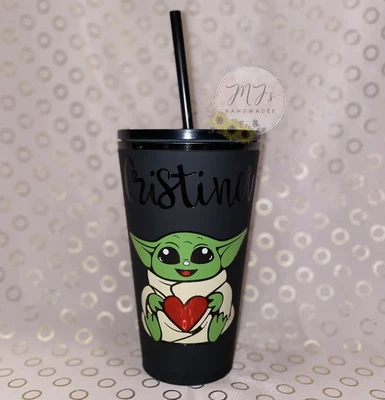 Baby Yoda Starbucks Black Matte Cup