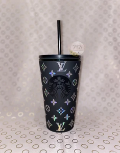Designer Inspired Wrap Starbucks Black Matte Cup