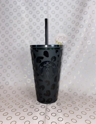 Cheetah Print Starbucks Black Matte Cup