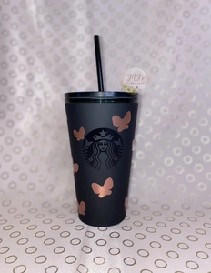 Butterflies Starbucks Black Matte Cup