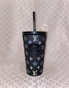 Designer Inspired Wrap Starbucks Black Matte Cup