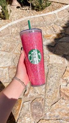 Dark Pink Rhinestone Tumbler