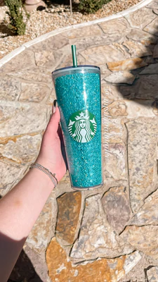 Teal Rhinestone Tumbler