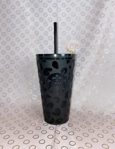 Cheetah Print Black Matte Cup