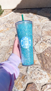 Light Blue Rhinestone Tumbler