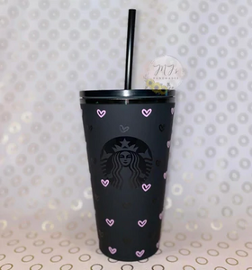 Mini Open Two Tone Hearts Black Matte Cup