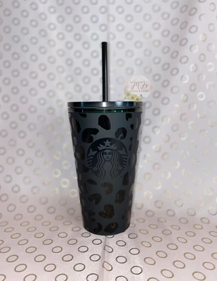 Cheetah Print Black Matte Cup