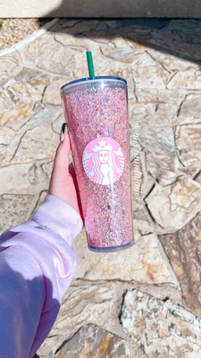 Light Pink Rhinestone Tumbler