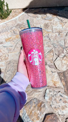 Dark Pink Rhinestone Tumbler