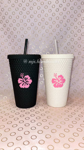 Pink Flower Studded Tumbler