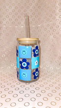 Load image into Gallery viewer, Checkered Retro Evil Eye Glass Cup
