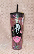Load image into Gallery viewer, Girly Ghost Face Snowglobe Tumbler
