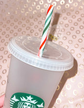 Load image into Gallery viewer, Christmas Stripes Reusable Straw 9&quot;
