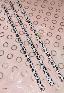 White Cheetah Print Reusable Straw 9"