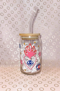 Flaming Evil Eye Glass Cup