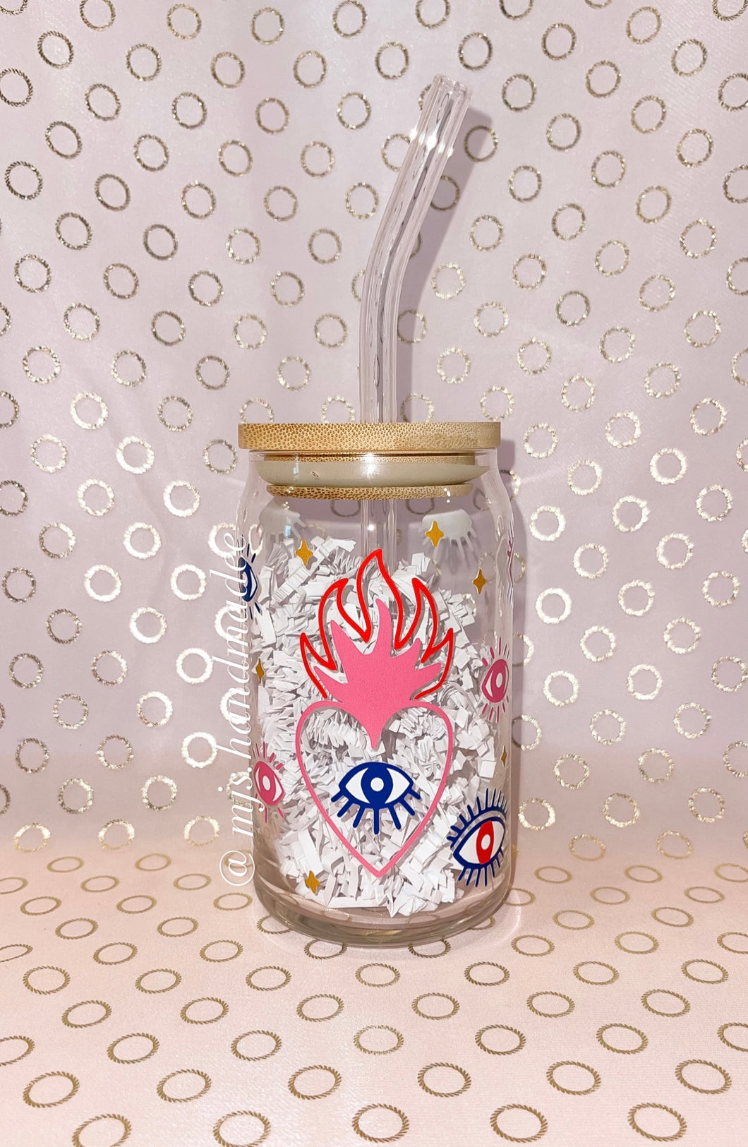 Flaming Evil Eye Glass Cup