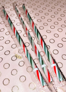 Christmas Stripes Reusable Straw 9"