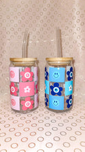 Load image into Gallery viewer, Checkered Retro Evil Eye Glass Cup
